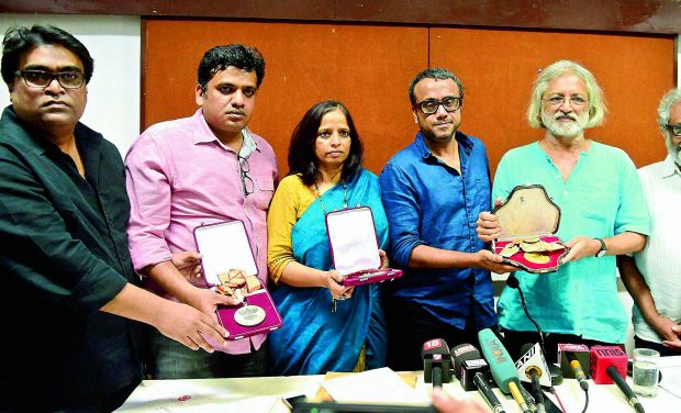 Filmmakers, left to right, Kirti Nakhwa, Harshavardhan Kulkarni, Nishta Jain, Dibakar Banerjee and Anand Patwardhan in Mumbai (Photo: PTI) Filmmakers, left to right, Kirti Nakhwa, Harshavardhan Kulkarni, Nishta Jain, Dibakar Banerjee and Anand Patwardhan in Mumbai (Photo: PTI)
